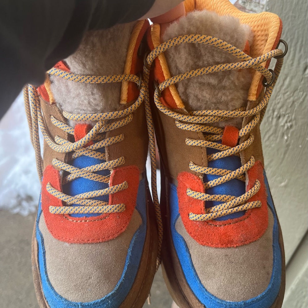 UGG Brown and Blue Sneakers with Retro Design